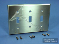 Leviton ALUMINUM 3-Gang Toggle Switch Cover Wallplate Satin Switchplate 83011