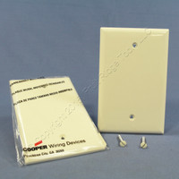 2 Cooper Commercial Light Almond Unbreakable Mid-Size 1-Gang Blank Wallplate Covers PJ13LA