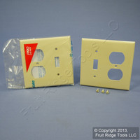 2 Leviton Ivory UNBREAKABLE Switch/Outlet Wallplate Receptacle Cover Switchplates 80705-I