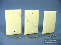 3 Leviton Almond Unbreakable 1G Blank Cover Box Mount Nylon Wallplates 80714-A