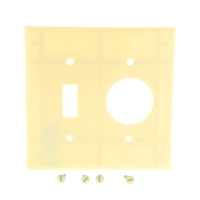 Leviton Ivory 2G Switch Cover 1.406" Receptacle Outlet Plastic Wallplate 86007