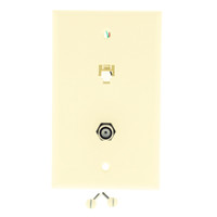 Leviton Almond Cable CATV Video Jack Telephone Wallplate 6P4C Type 625D 40259-A