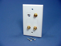 Leviton White Quickport Media Wallplate Kit Phone Jack RCA Coaxial Cable 40806-WK