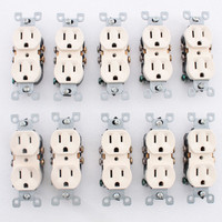 10 Leviton Residential Almond Duplex Receptacle Outlets 5-15R 15A 125V 5320-ACP