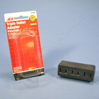 Ace Brown 2-Wire Polarized Triple Tap Outlet Receptacle Adapter 15A 125V 31160