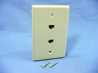 Leviton Ivory DUPLEX Phone Jack LARGE Midway Wall Plate Telephone Cover 40588-I