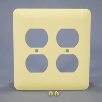 Mulberry Princess Ivory Wrinkle 2-Gang Painted Metal Receptacle Wallplate Duplex Outlet Cover 79102