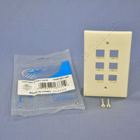 New Leviton Almond Large Midway Quickport 6-Port Flush Mount Wallplate 41091-6AN