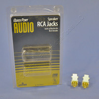 PAIR Leviton Ivory Quickport RCA Jacks Gold Stereo Audio w/Black & Red Stripe 40830-I