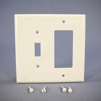 Eagle White Mid-Size 2-Gang Combination Decorator Switch Cover GFI Wallplate 2053W