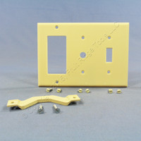 Leviton Ivory 3-Gang Combination Decora Toggle Phone Cable Wallplate Cover GFI GFCI 80442-I