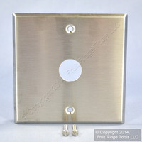 Leviton NON-MAGNETIC Stainless Steel Phone Cable Jack Outlet 2-Gang Wallplate .625" 90001-S3-33