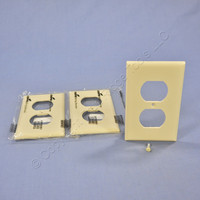 3 Cooper Ivory UNBREAKABLE Nylon Duplex Receptacle Wallplate Outlet Covers 5132V
