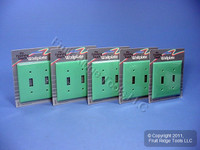 5 Leviton GREEN UNBREAKABLE 2-Gang Switch Cover Wallplates Switchplate 80709-GN