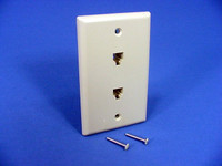 Leviton Ivory Dual Phone Jack Wallplate 6-Wire Telephone 1 or 2-Lines 40266-I