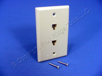 Leviton Ivory Dual Phone Jack Wallplate 6-Wire Telephone 1 or 2-Lines 40266-I