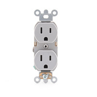 Leviton Gray INDUSTRIAL Grade SLIM BODY Straight Blade Receptacle Duplex Outlet NEMA 5-15R 15A 125V 5262-SGY
