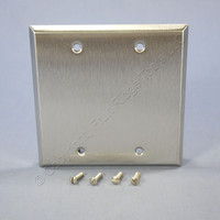 Mulberry Type 430 Stainless Steel Standard 2-Gang BLANK Cover Wallplate Box Mount 97152