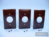 3 New Leviton Brown 1.406" UNBREAKABLE Receptacle Wallplates Outlet Covers 80704