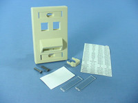 Leviton Ivory Quickport ANGLED 4-Port Wallplate w/ Label ID Windows 41090-SMI