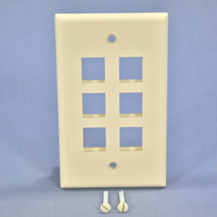 Leviton Light Almond Quickport 6-Port Flush Mount High Impact Fire-Retardant Plastic Wallplate Cover 1-Gang 41080-6TP
