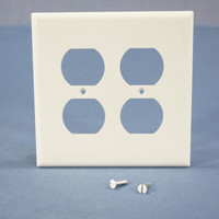 Cooper White Mid-Size 2-Gang UNBREAKABLE Receptacle Wallplate Duplex Outlet Cover PJ82W