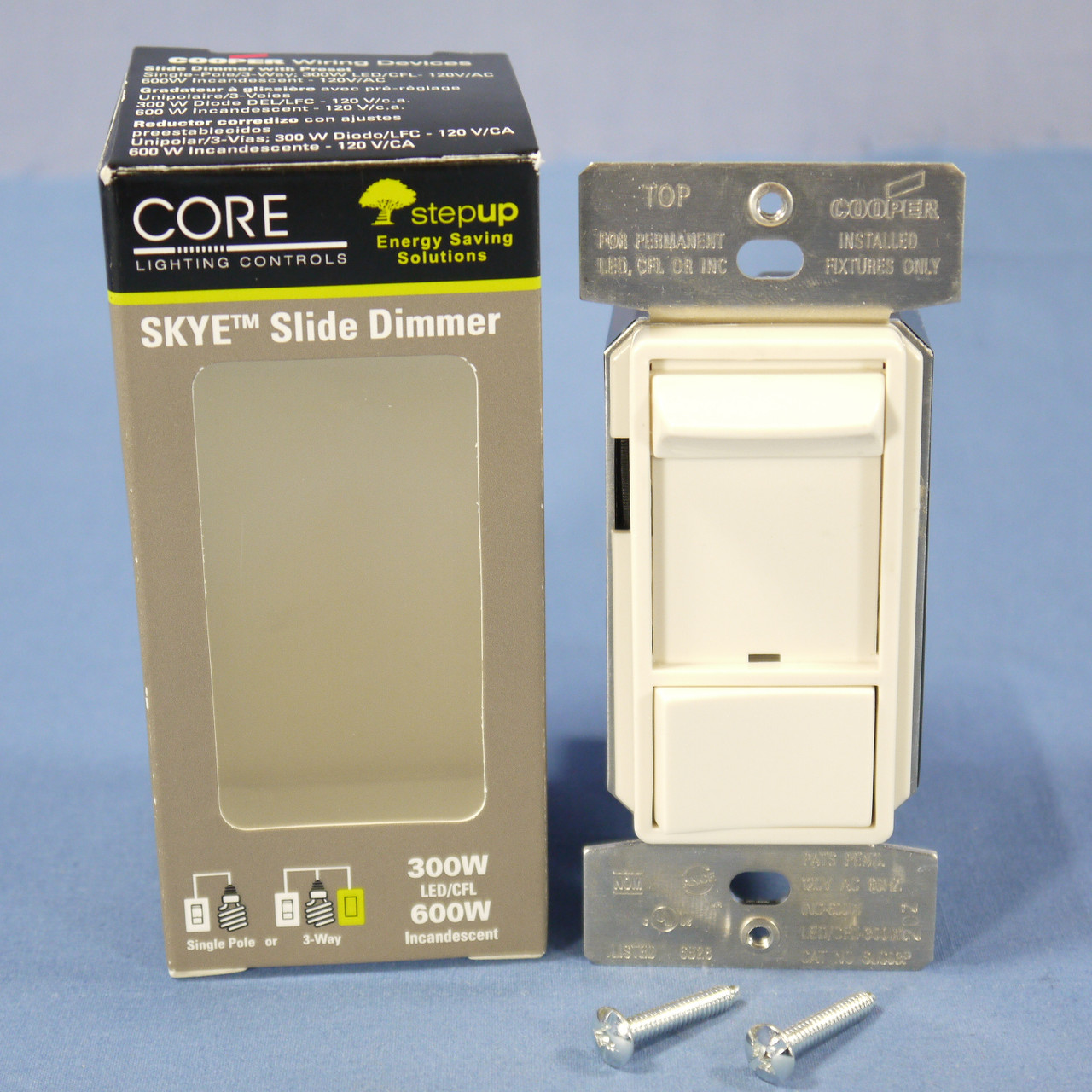 🏠 🔌 Cooper Skye Light Almond LED/CFL 600W Inc/Halogen Slide Dimmer Switch  SLC03P-LA - In Stock - Fruit Ridge Tools