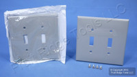 2 Leviton Gray 2-Gang Midway UNBREAKABLE Toggle Switch Cover Wallplates PJ2-GY