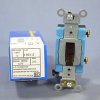 New Leviton Brown INDUSTRIAL Quiet S.P Toggle Wall Light Switch 15A 1101-2 Boxed