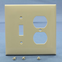 Leviton Light Almond Midway UNBREAKABLE Toggle Switch Duplex Outlet Cover Wallplate PJ18-T