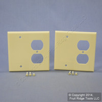 2 Leviton Ivory EXTRA DEEP Combination Duplex Receptacle Outlet Cover and Blank Wall Plates 86308