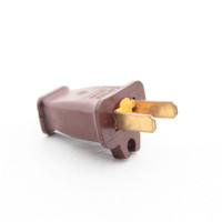 Cooper Brown Straight Blade Male Plug w/Cord Clip 15A 125V Non-Polarized Non-Grounding NEMA 1-15 1-15P SA840B