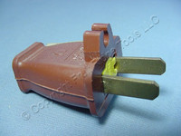 Cooper Brown Straight Blade Male Plug w/Cord Clip 15A 125V Non-Polarized Non-Grounding NEMA 1-15 1-15P SA840B
