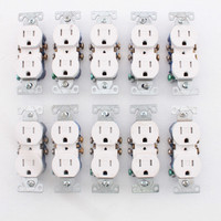 10 Cooper White TAMPER RESISTANT Duplex Receptacle Outlets NEMA 5-15R 15A 125V TR270W