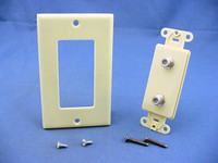 Leviton Ivory Decora DUAL CATV Coaxial Cable Jack Flush WallPlate Duplex 40682-I