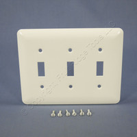 Mulberry Princess White 3-Gang Metal Toggle Switch Cover Wallplate Switchplate
