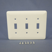 Mulberry Princess White 3-Gang Metal Toggle Switch Cover Wallplate Switchplate