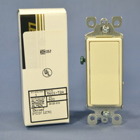 Leviton Almond Decora Rocker Wall Light Switch 15A 120/277VAC Single Pole Residential Grade 5601-T2A