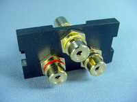 Leviton Black 1-Unit MOS Wallplate 3-Port RCA Audio Video Jack Module 41292-3RE