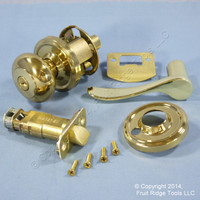 3 LEFT Weslock Traditonale Impresa 640 Polished Brass Keylock Knob Bordeau Latch