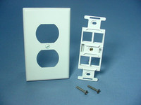 Leviton Quickport Snap-In 4-Port 1-Gang Wallplate Insert Duplex 106 White 40898-W