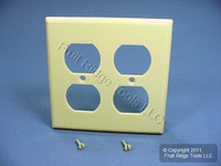 New Leviton Ivory 2-Gang Outlet Cover Duplex Receptacle Plastic Wallplate 86016