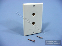 Leviton Decora White 6-Wire DUAL Phone Jack Wallplates C2647-W