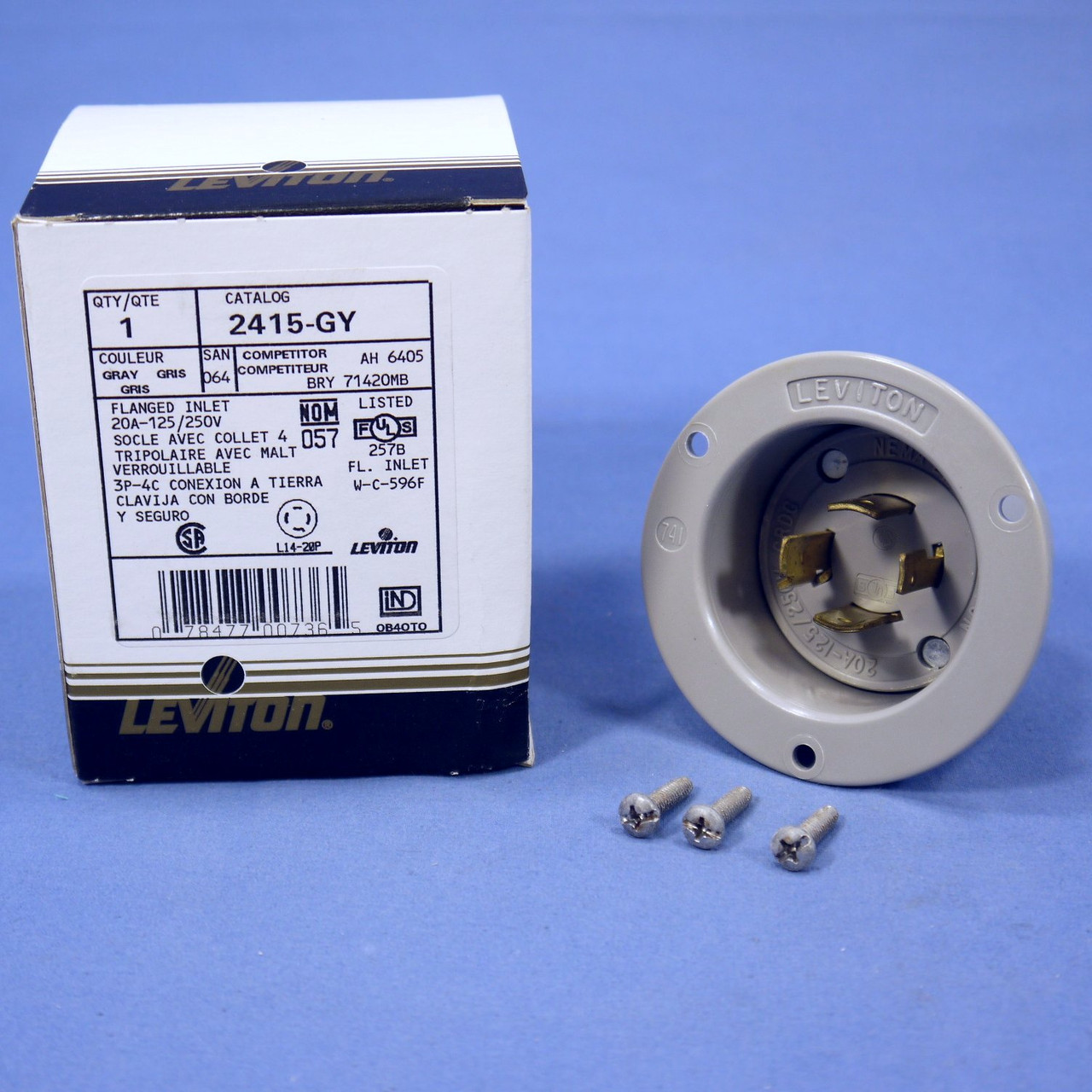 🏠 🔌 Leviton L14-20 Locking Flanged Inlet Plug Twist Lock Generator 20A  125/250V NEMA L14-20P 2415 - In Stock - Fruit Ridge Tools
