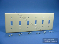 Leviton Ivory 6-Gang Toggle Switch Cover Wall Plate Switchplate 86036