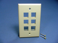 NEW Leviton Ivory Quickport 6-Port Flush Mount High Impact Fire-Retardant Plastic Wallplate Cover 1-Gang 41080-6IP