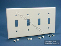 Leviton White Standard 4-Gang Toggle Light Switch Cover Plastic Wallplate 88012