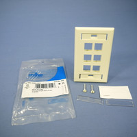 Leviton Almond Quickport 6-Port ID Window Flush Wallplate 1-Gang Cover High-Impact Plastic 42080-6AS