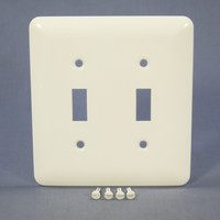 Mulberry Princess White 2-Gang Painted Metal Toggle Switch Cover Wallplate Standard Switchplate 76072