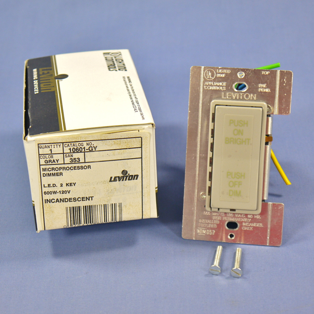 🏠 Leviton Gray Multi-Way Dimmer Switch MicroDim Display 2-Key 600W Incandescent 10601-GY - In Stock - Fruit Ridge Tools